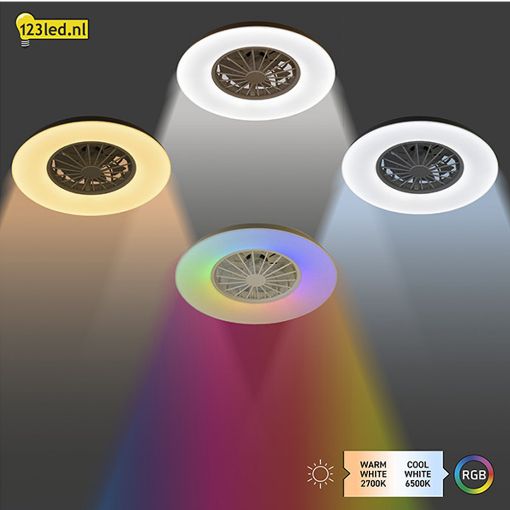 Εικόνα της Ανεμιστήρας Οροφής 123LED 48.5cm με LED Φωτισμό RGB 2700-6500K & Τηλεχειριστήριο 15W White