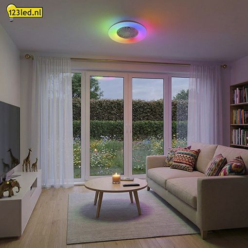 Εικόνα της Ανεμιστήρας Οροφής 123LED 48.5cm με LED Φωτισμό RGB 2700-6500K & Τηλεχειριστήριο 15W White