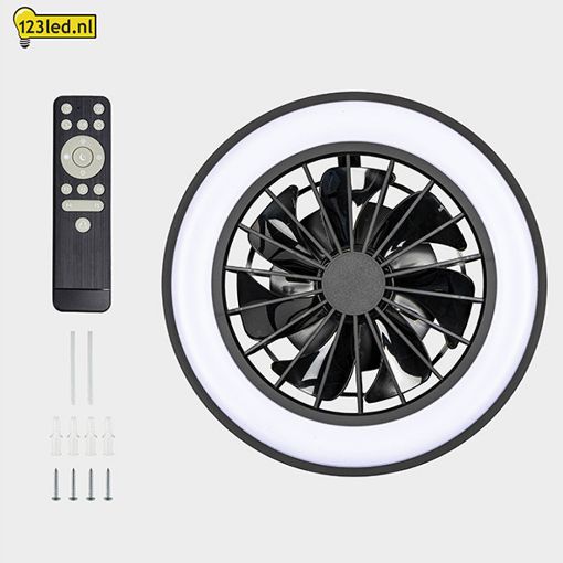 Εικόνα της Ανεμιστήρας Οροφής 123LED 38cm με LED Φωτισμό 2700-4000K & Τηλεχειριστήριο 15W Black