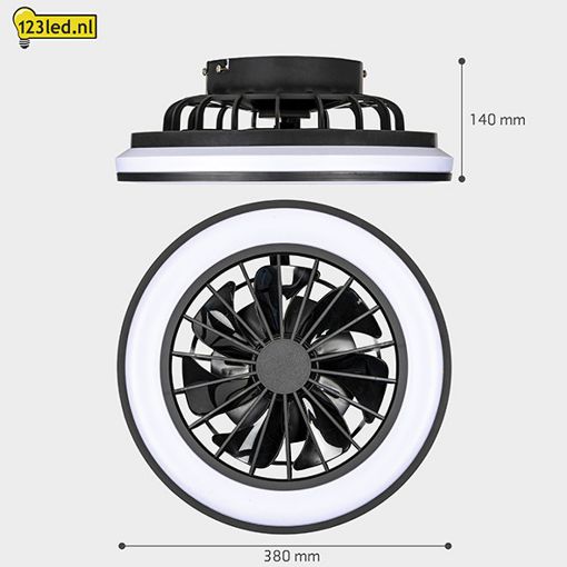 Εικόνα της Ανεμιστήρας Οροφής 123LED 38cm με LED Φωτισμό 2700-4000K & Τηλεχειριστήριο 15W Black