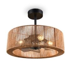 Εικόνα της Ανεμιστήρας Οροφής Trio Lighting Smillum 61cm με Φωτισμό E27 & Τηλεχειριστήριο Brown R66905036
