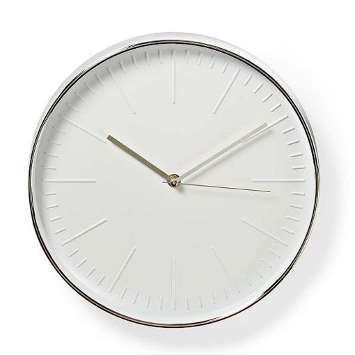 Εικόνα της Πλαστικό Ρολόι Τοίχου Nedis Emma 30cm Silver/White CLWA013PC30SR