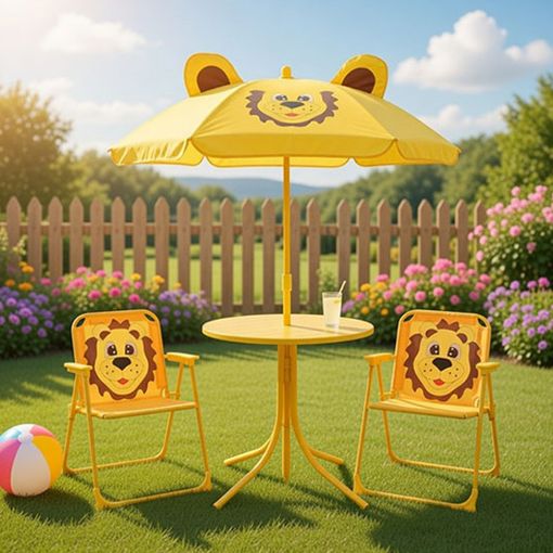 Εικόνα της Σετ Έπιπλα Κήπου Μπαλκονιού Outdoor Living Lion με Τραπέζι Ομπρέλα και 2 Καρέκλες 50x49 cm 841596