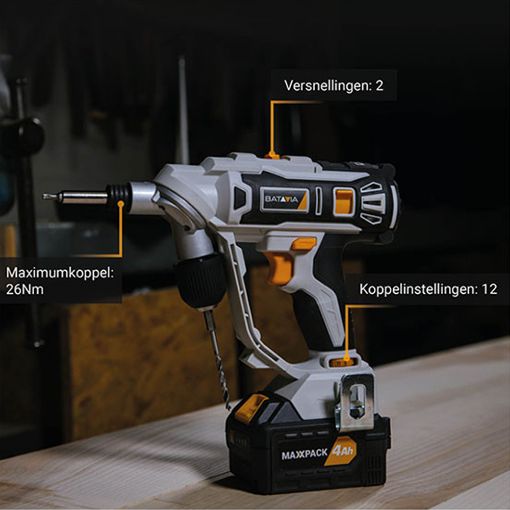 Εικόνα της Δραπανοκατσάβιδο Μπαταρίας Batavia Maxxpack Twindrill 18V White/Black 7063778