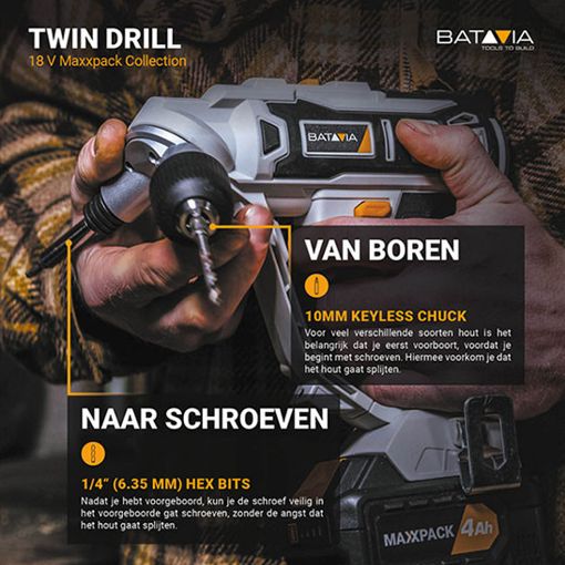 Εικόνα της Δραπανοκατσάβιδο Μπαταρίας Batavia Maxxpack Twindrill 18V White/Black 7063778
