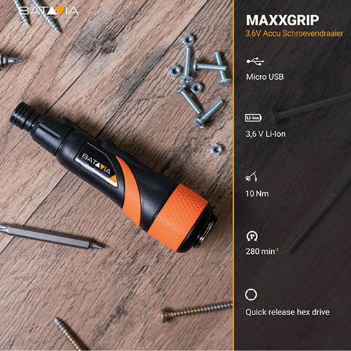 Εικόνα της Κατσαβίδι Μπαταρίας Batavia Maxxgrip 3.6V με Βαλίτσα Αποθήκευσης & 44 Μύτες Black/Yellow 7064741