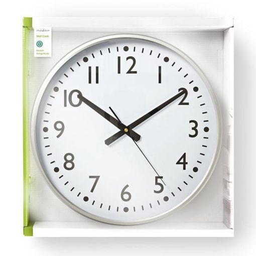 Εικόνα της Πλαστικό Ρολόι Τοίχου Nedis Tanita 38cm Silver/White CLWA016PC38AL