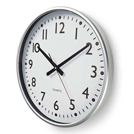 Εικόνα της Πλαστικό Ρολόι Τοίχου Nedis Tanita 38cm Silver/White CLWA016PC38AL