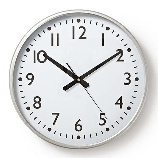 Εικόνα της Πλαστικό Ρολόι Τοίχου Nedis Tanita 38cm Silver/White CLWA016PC38AL
