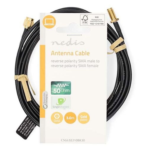 Εικόνα της Καλώδιο Nedis SMA Male to SMA Female Single Shielded Gold-Plated 3m Black CSGL02210BK30