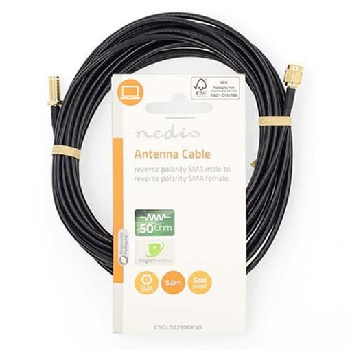 Εικόνα της Καλώδιο Nedis SMA Male to SMA Female Single Shielded Gold-Plated 5m Black CSGL02210BK50