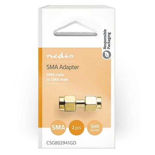 Εικόνα της Adapter Nedis SMA Male to SMA Male Gold-Plated 2τμχ Gold CSGB02941GD