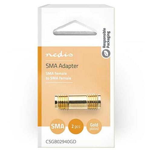 Εικόνα της Adapter Nedis SMA Female to SMA Female Gold-Plated 2τμχ Gold CSGB02940GD