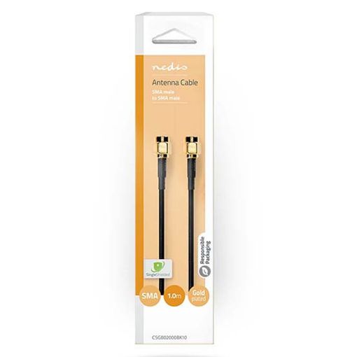 Εικόνα της Καλώδιο Nedis SMA Male to SMA Male Single Shielded Gold-Plated 1m Black CSGB02000BK10