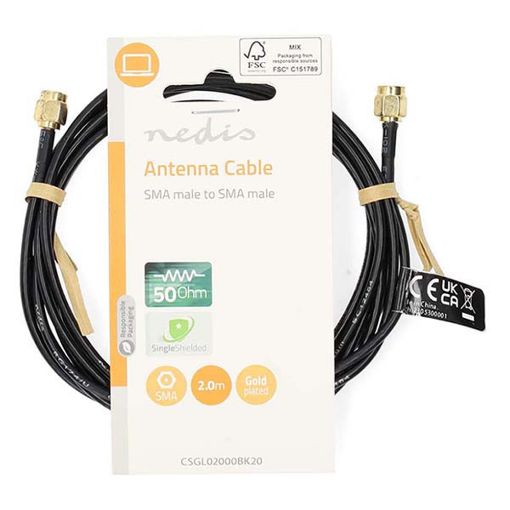 Εικόνα της Καλώδιο Nedis SMA Male to SMA Male Single Shielded Gold-Plated 2m Black CSGL02000BK20