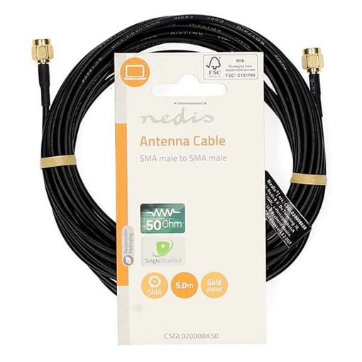 Εικόνα της Καλώδιο Nedis SMA Male to SMA Male Single Shielded Gold-Plated 5m Black CSGL02000BK50
