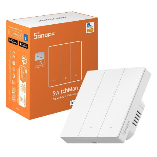 Εικόνα της Έξυπνος Διακόπτης Τοίχου Sonoff ZBM5 3 Καναλιών 86W Zigbee White ZBM5-3C-86W
