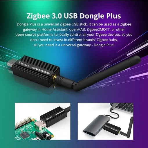 Εικόνα της USB Dongle Sonoff Plus-E Zigbee με Κεραία Black ZBDONGLE-E