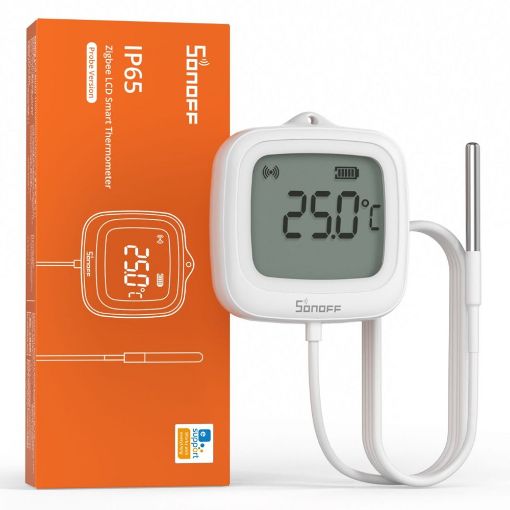 Εικόνα της Smart Thermometer Sonoff LCD Zigbee IP65 με Καλώδιο 1.5m White SNZB-02LD
