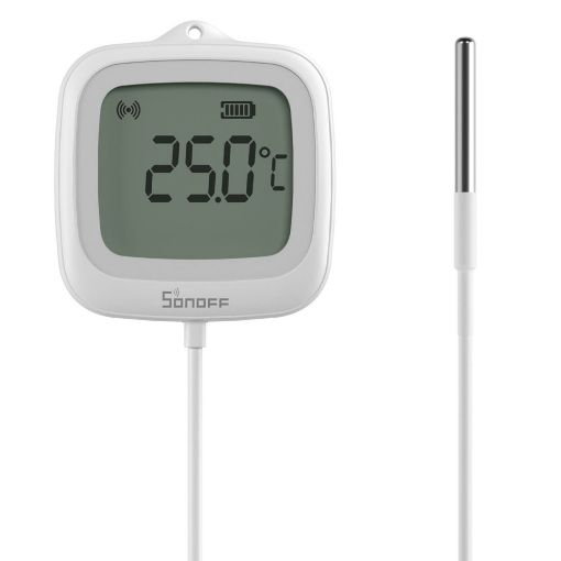 Εικόνα της Smart Thermometer Sonoff LCD Zigbee IP65 με Καλώδιο 1.5m White SNZB-02LD