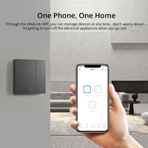 Εικόνα της Έξυπνος Διακόπτης Τοίχου Sonoff SwitchMan 1 Καναλιού Wi-Fi Graphite M5-1C-80