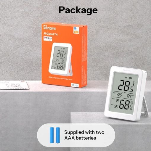 Εικόνα της Temperature &  Humidity Sensor Sonoff AirGuard TH 3.6'' LCD Zigbee SNZB-02DR2