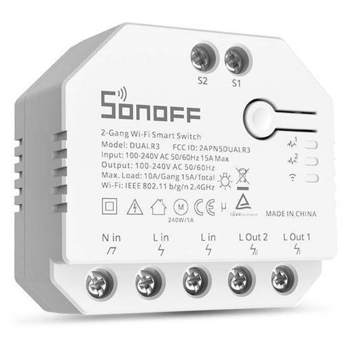 Εικόνα της Έξυπνος Ενδιάμεσος Διακόπτης Sonoff Wi-Fi White DUALR3
