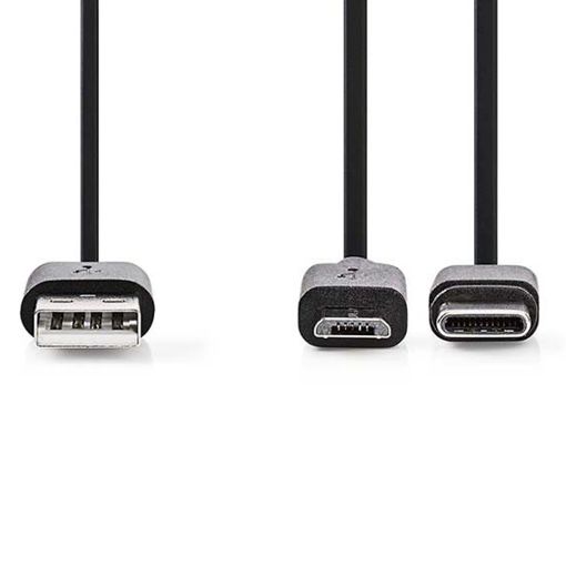 Εικόνα της Καλώδιο Nedis USB-A Male to USB-C Male/MicroUSB 1m Black CCGL60610BK10