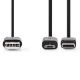 Εικόνα της Καλώδιο Nedis USB-A Male to USB-C Male/MicroUSB 1m Black CCGL60610BK10