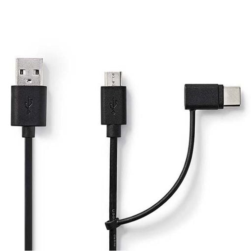 Εικόνα της Καλώδιο Nedis USB-A Male to USB-C Male/MicroUSB 1m Black CCGL60610BK10