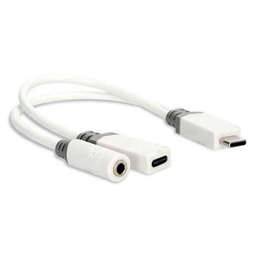 Εικόνα της Adapter Nedis USB-C Male to 3.5mm Female/USB-C Female 0.1m White CCBW64922WT01