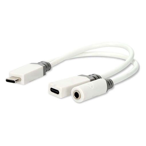 Εικόνα της Adapter Nedis USB-C Male to 3.5mm Female/USB-C Female 0.1m White CCBW64922WT01