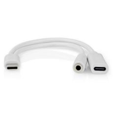 Εικόνα της Adapter Nedis USB-C Male to 3.5mm Female/USB-C Female 0.1m White CCBW64922WT01