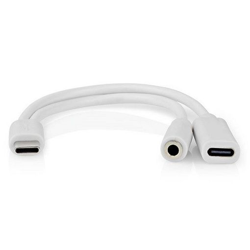 Εικόνα της Adapter Nedis USB-C Male to 3.5mm Female/USB-C Female 0.1m White CCBW64922WT01