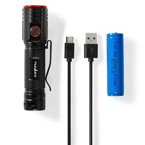 Εικόνα της Φακός Nedis Επαναφορτιζόμενος 2000lm IPX6 Black LTRR20WBK