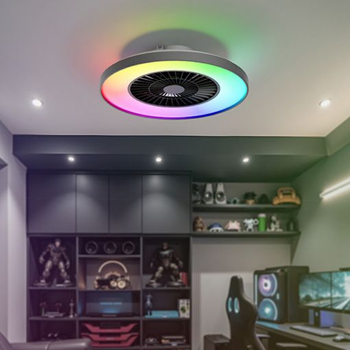 Εικόνα της Ανεμιστήρας Οροφής 123LED 60.4cm με LED Φωτισμό RGB 2000-4000K WiFi & Τηλεχειριστήριο 52W Black