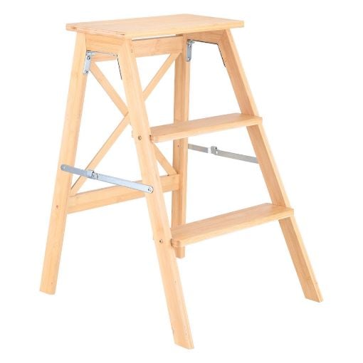 Εικόνα της Σκαλοσκαμπό Estia Bamboo Essentials με 3 Σκαλιά 43.5x50x63.5 cm Απόχρωση Ξύλου 04-34405