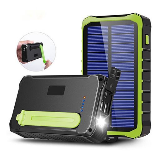 Εικόνα της Ηλιακό PowerBank Denver 10000mAh 2x USB-A & 1x USB-C με Φακό και Δυναμό IP65 10W Black/Green PSO-10012