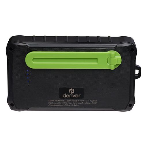 Εικόνα της Ηλιακό PowerBank Denver 10000mAh 2x USB-A & 1x USB-C με Φακό και Δυναμό IP65 10W Black/Green PSO-10012