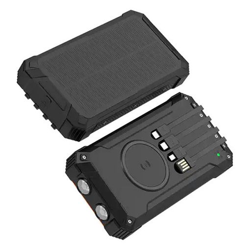 Εικόνα της Ηλιακό PowerBank Denver 20.000mAh USB-C & Ενσωματωμένα Καλώδια με Φακό 5W Black PSC-20012