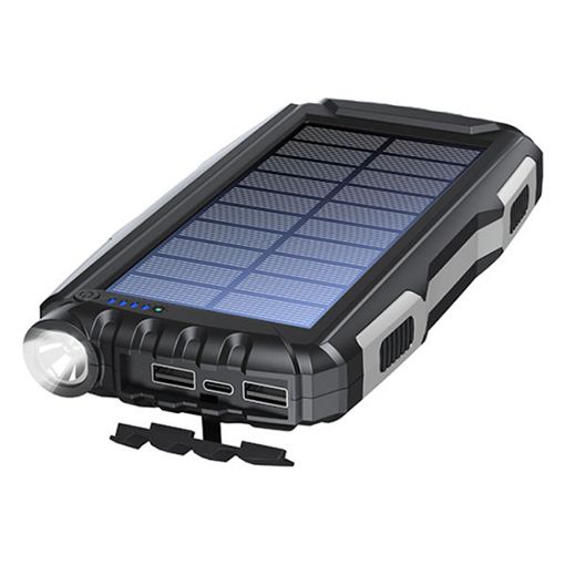 Εικόνα της Ηλιακό PowerBank Denver 20000mAh 2x USB-A & 1x USB-C με Φακό IP65 10W Black PSO-20010