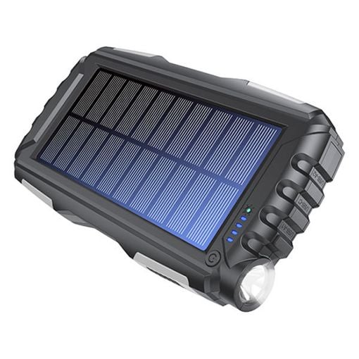 Εικόνα της Ηλιακό PowerBank Denver 20000mAh 2x USB-A & 1x USB-C με Φακό IP65 10W Black PSO-20010