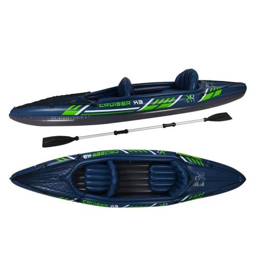 Εικόνα της Φουσκωτό Kayak XQMAX Cruiser X3 Διθέσιο με Διπλό Κουπί & Αντλία 342x76x32cm Blue/Green 8EY000050
