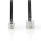 Εικόνα της Καλώδιο Τηλεφώνου Nedis RJ11 Male to Male 2m Black TCGL90200BK20