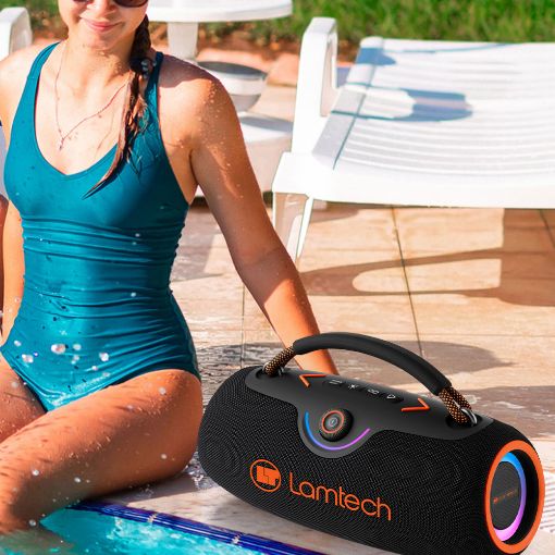 Εικόνα της Ηχείο Lamtech RGB Bluetooth με Ραδιόφωνο IPX5 80W Black/Orange LAM980947