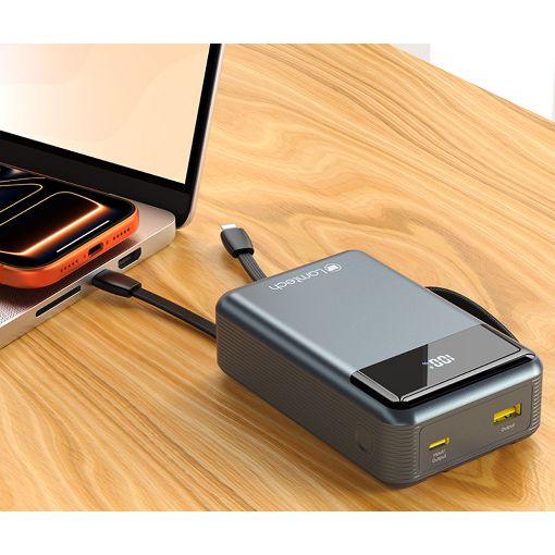 Εικόνα της Power Bank Lamtech 20000mAh Built-In USB-C & Lightning PD/QC3 65W Grey LAM980824