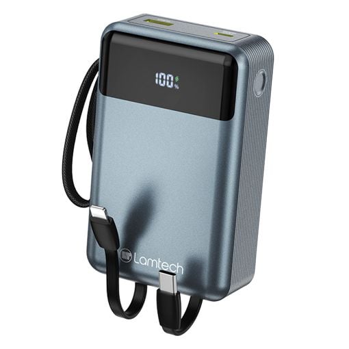 Εικόνα της Power Bank Lamtech 20000mAh Built-In USB-C & Lightning PD/QC3 65W Grey LAM980824