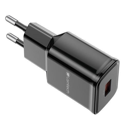 Εικόνα της Φορτιστής Lamtech USB-A QC3.0 18W Black LAM021943