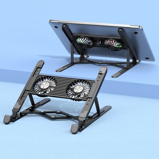 Εικόνα της Βάση Laptop Lamtech Πτυσσόμενη έως 17.3" με 2 Ανεμιστήρες και RGB Φωτισμό Black LAM980909