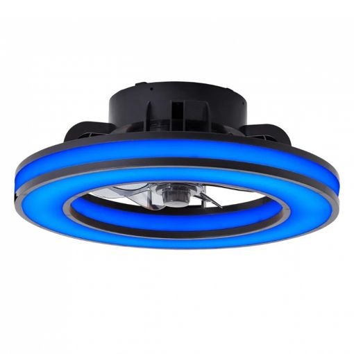 Εικόνα της Ανεμιστήρας Οροφής Brilliant Mondello 41.5 cm με LED Φωτισμό RGBW 2700-6500K & Τηλεχειριστήριο 26W Black G80915/05